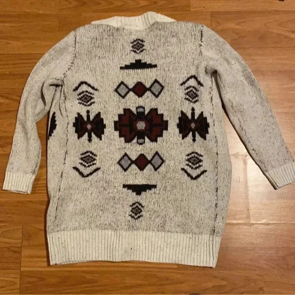 London Kayn Dark Color Diamond Design Cream sweater cardigan-size Small - Picture 3 of 4